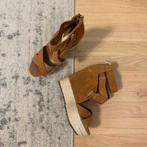 BCBG Platform Suede and Espadrille Wedge